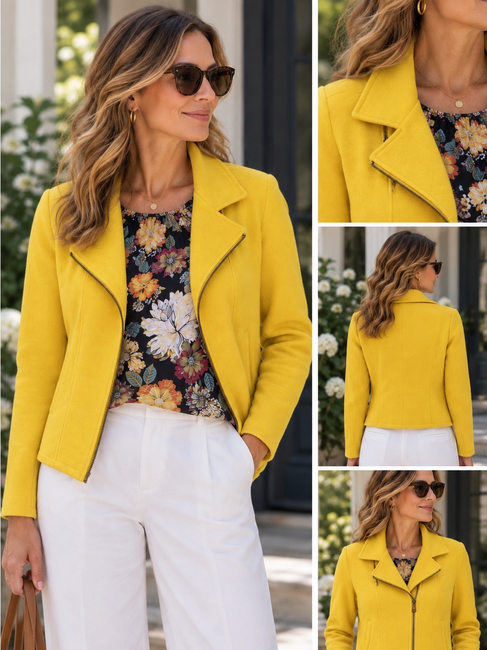 Yellow Women's Moto Jacket - Unbranded